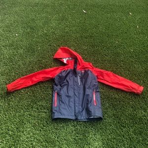 REI boys rain / windbreaker in blue and red